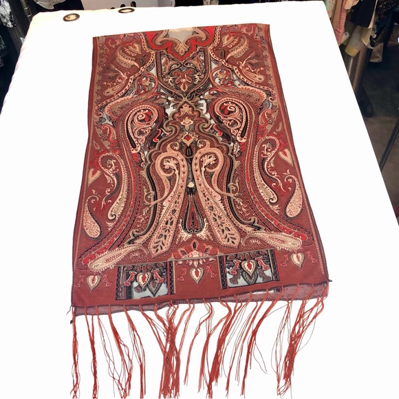 Rust Orange Black Burn Out Scarf - Picture 8 of 16